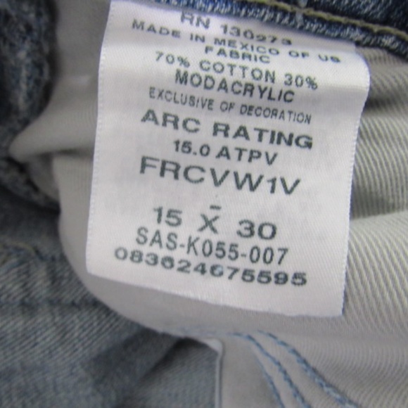 Wrangler Cool Vantage FR Straight Distressed Wash Blue Jeans - Picture 11 of 14